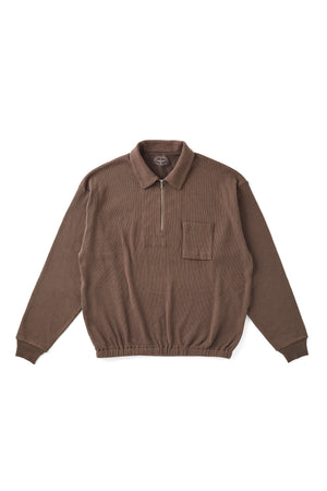 252OJ-CT04 - QUATER ZIP SILK NEP RIBED SHIRTS
