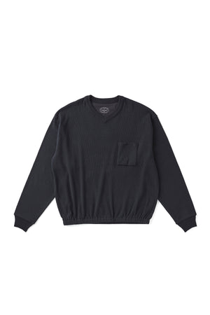 252OJ-CT05 - V-NECK SILK NEP RIBED TOPS