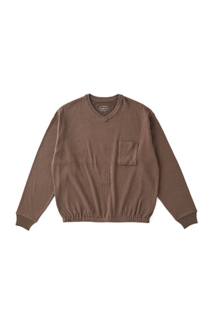 252OJ-CT05 - V-NECK SILK NEP RIBED TOPS