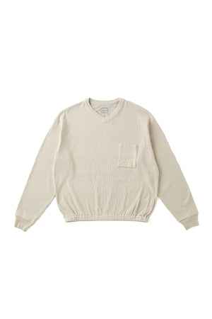 252OJ-CT05 - V-NECK SILK NEP RIBED TOPS