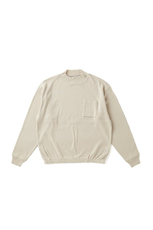 252OJ-CT03 - MOCK-NECK SILK NEP RIBED TOPS