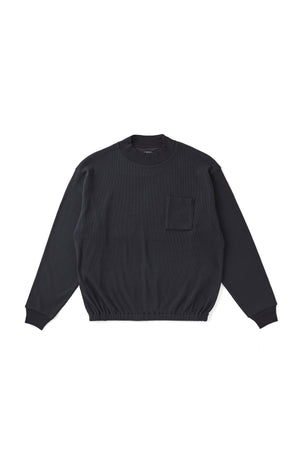 252OJ-CT03 - MOCK-NECK SILK NEP RIBED TOPS