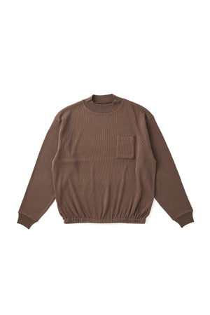 252OJ-CT03 - MOCK-NECK SILK NEP RIBED TOPS