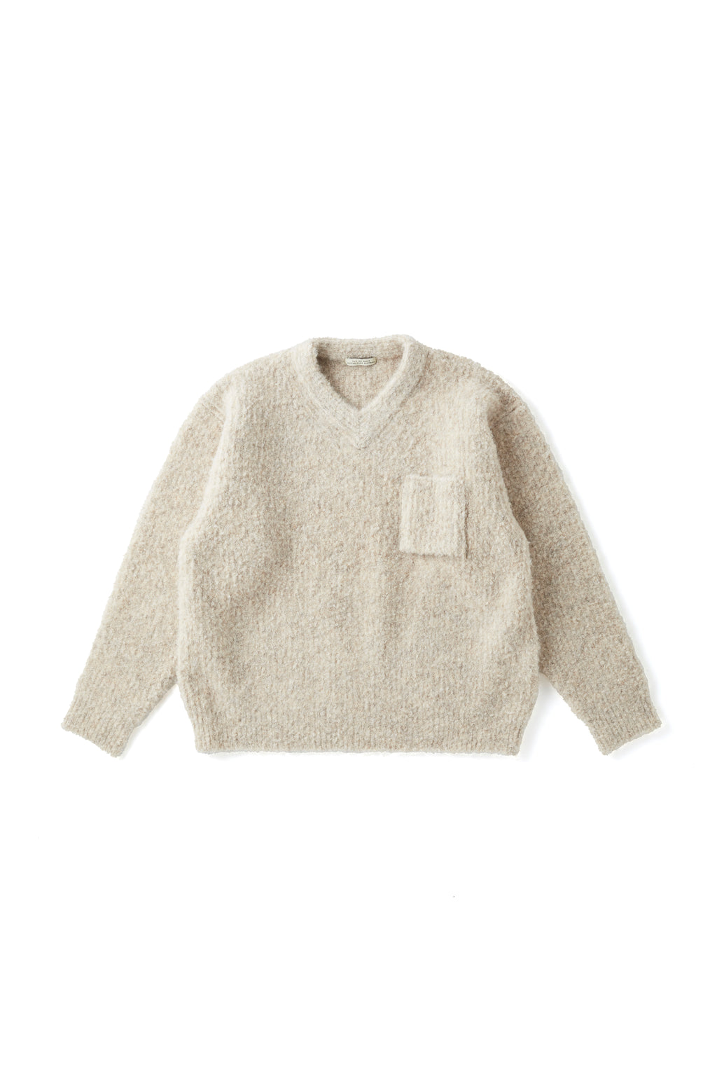 252OJ-KN04 - BOUCLE ALPAKA V-NECK SWEATER