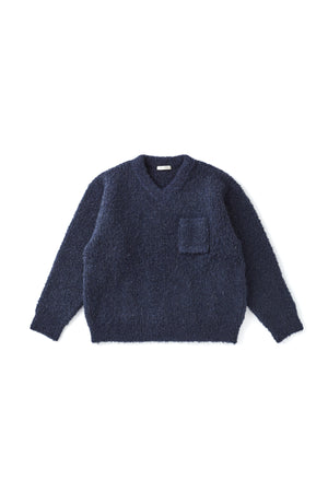 252OJ-KN04 - BOUCLE ALPAKA V-NECK SWEATER