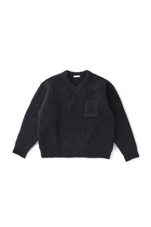 252OJ-KN04 - BOUCLE ALPAKA V-NECK SWEATER