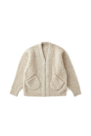 252OJ-KN05 - BOUCLE ALPAKA ZIP CARDIGAN