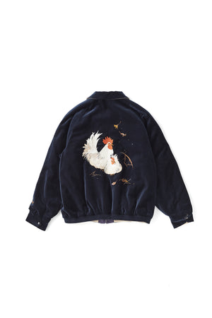 252OJ-JK12 - STUNNING VELVET SOUVENIR JACKET(Niwatori to Hiyoko)