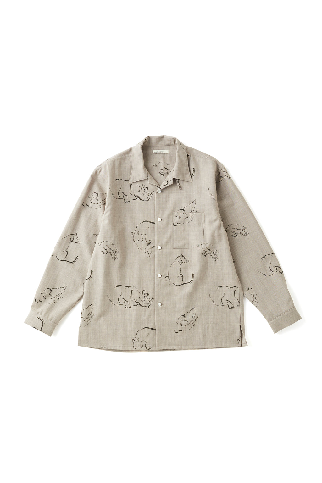 252OJ-SH07 - ORIGINAL PRINTED OPEN COLLAR SHIRTS (Animal Drawing) Long-sleeve