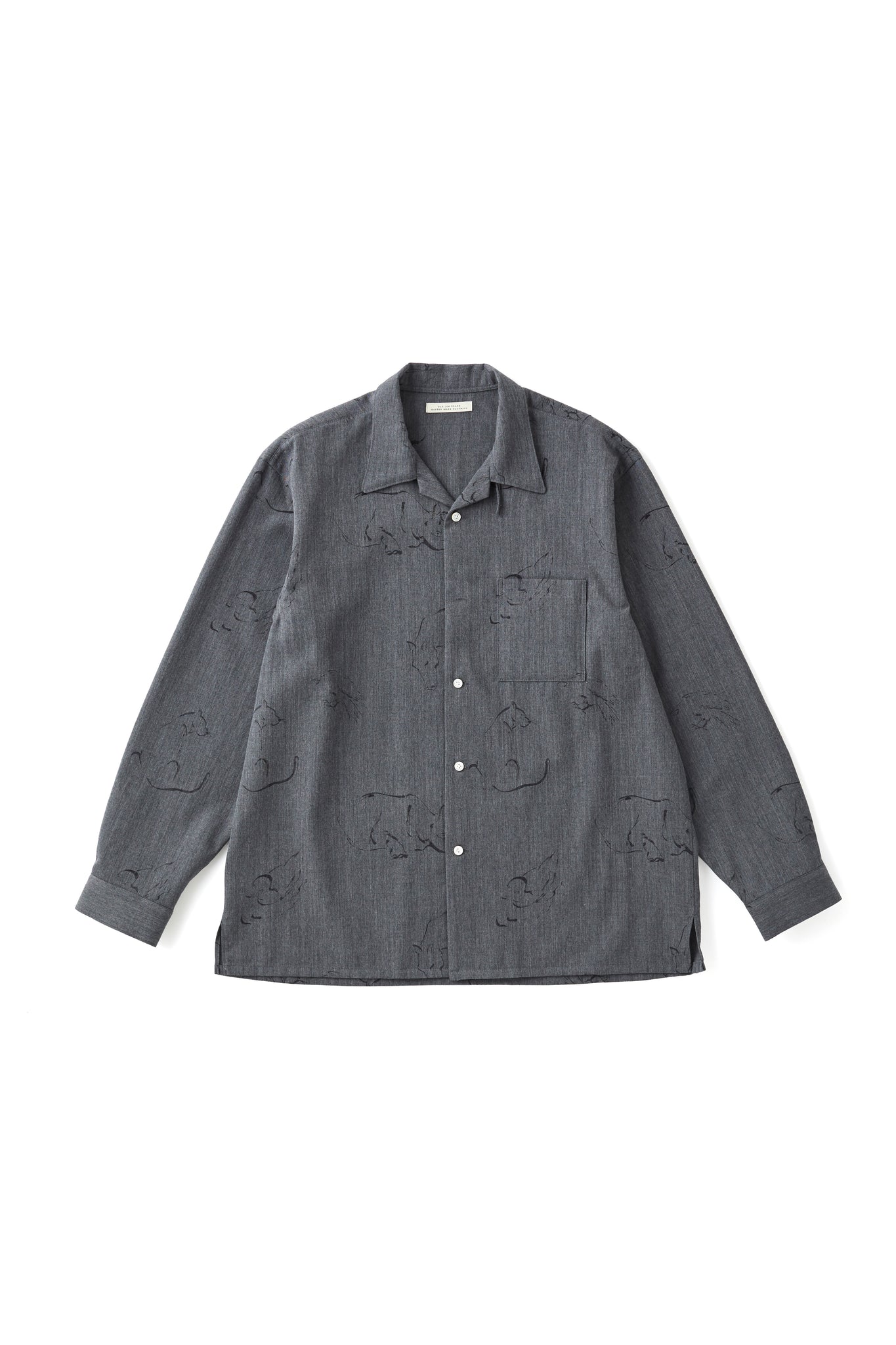 252OJ-SH07 - ORIGINAL PRINTED OPEN COLLAR SHIRTS (Animal Drawing) Long-sleeve
