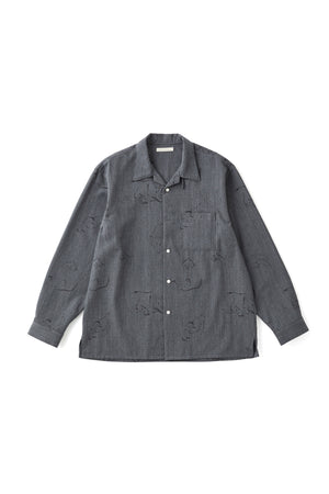 252OJ-SH07 - ORIGINAL PRINTED OPEN COLLAR SHIRTS (Animal Drawing) Long-sleeve