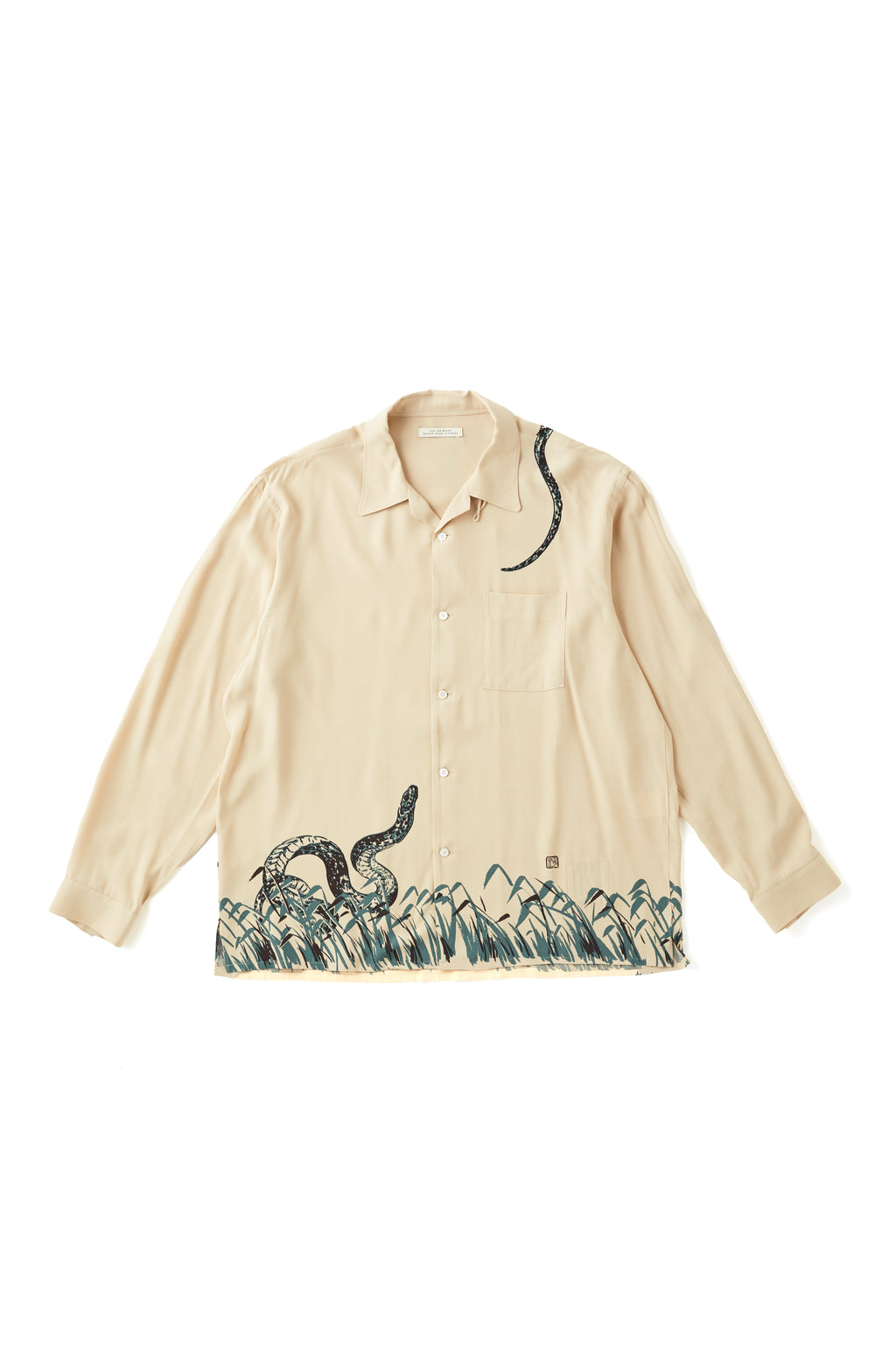 251OJ-SH25 - ORIGINAL PRINTED OPEN COLLAR SHIRTS “Hebi” Long-sleeve
