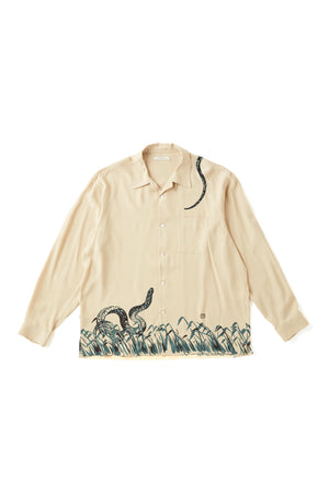 251OJ-SH25 - ORIGINAL PRINTED OPEN COLLAR SHIRTS “Hebi” Long-sleeve