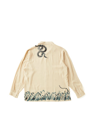 251OJ-SH25 - ORIGINAL PRINTED OPEN COLLAR SHIRTS “Hebi” Long-sleeve