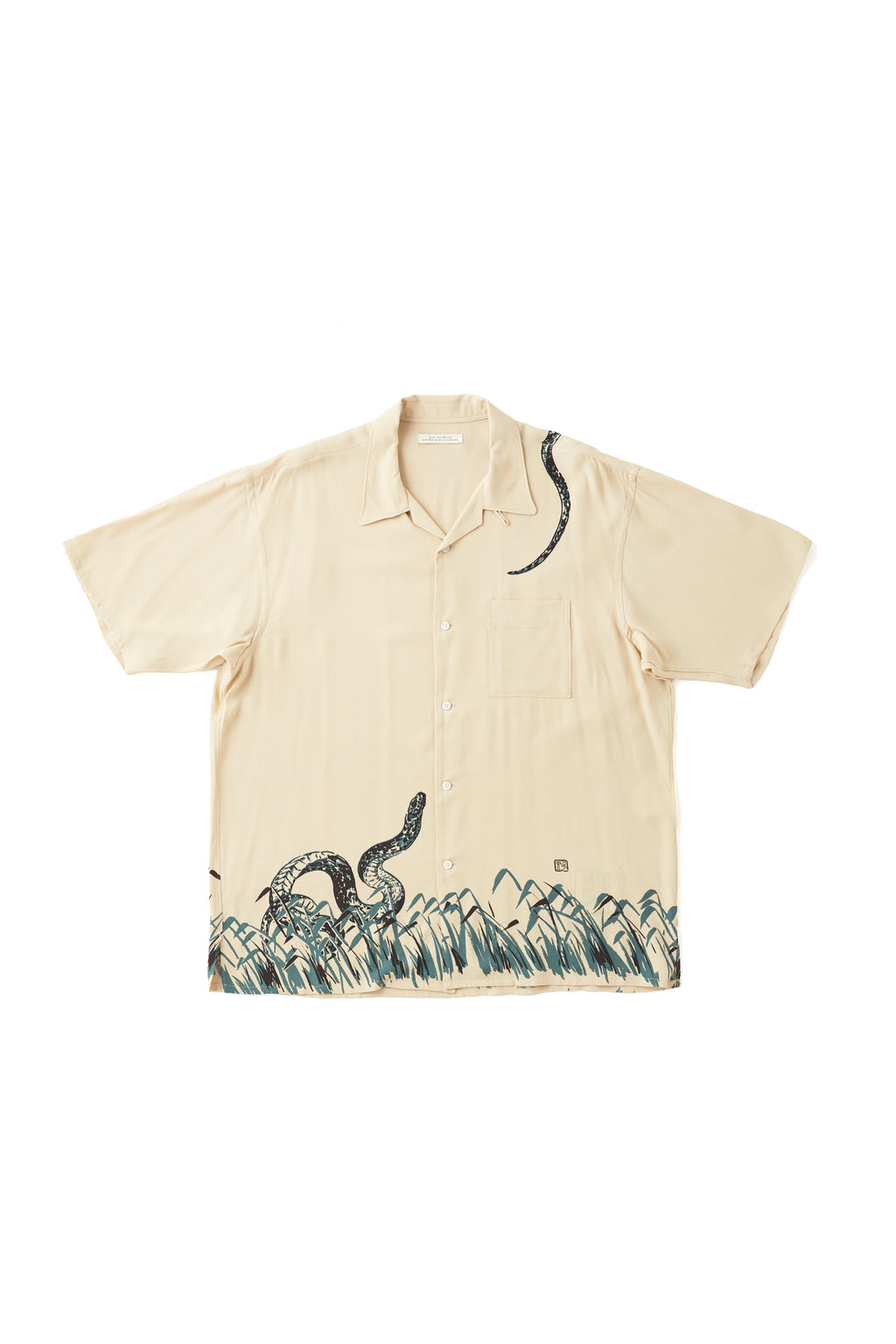251OJ-SH26 - ORIGINAL PRINTED OPEN COLLAR SHIRTS “Hebi” Short-sleeve