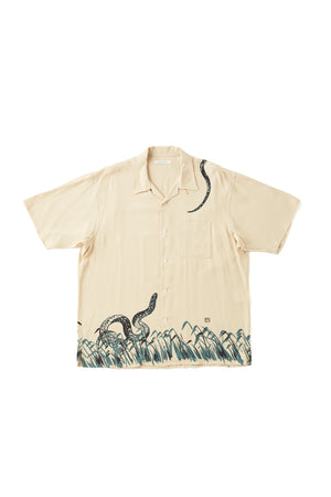 251OJ-SH26 - ORIGINAL PRINTED OPEN COLLAR SHIRTS “Hebi” Short-sleeve